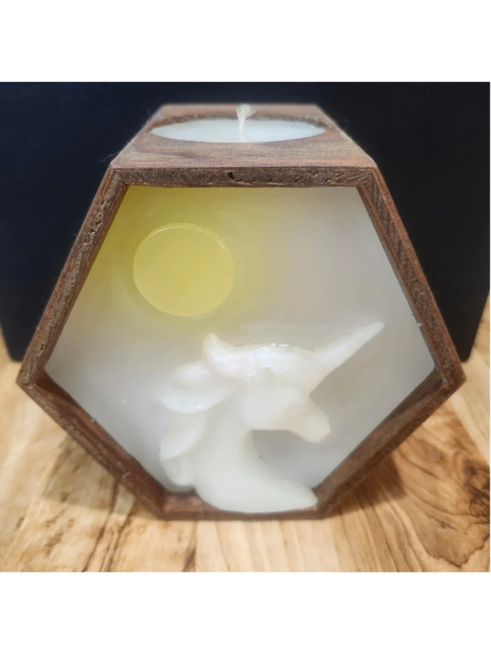 Vintage Y2K Unicorn Candle in Wooden Holder Wick N Stick